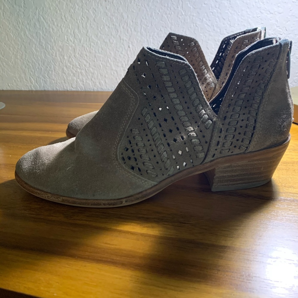 Vince Camuto brown leather booties.